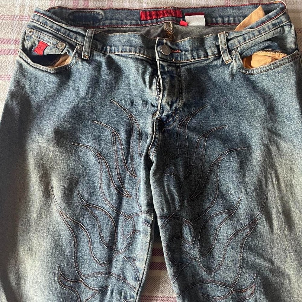BONGO Women's Blue and Red Jeans